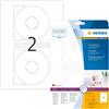 ‎HERMA HERMA Self Adhesive Full Face CD Labels,White, 2 Labels Per A4 Sheet, 50 Labels