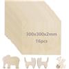16 Pezzi Legno Di Balsa 300 X 300 X 2 Mm - Pannello Compensato A4 per Artigianat