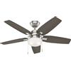 Hunter Piccolo Lampada Soffitto Ventilatore da Arcot Hunter Nichel Opaco 117 CM