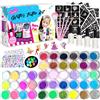 SET TATUAGGI GLITTERATI BAMBINI 42 COLORI 12 FLUORESCENTI LUCIDI TEMPORANEI