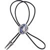 Cravatta In Pelle Vintage Aborigeni Silver Wolf Western Cowboy Rodeo Bolo