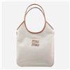 Miu Miu Canvas Leather Tote Bag Beige 5BG231 ACRN F062F 159107931 [U]