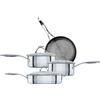 Circulon SteelShield Serie C - Set di 4 pentole e padelle in acciaio inox a induzione, set di pentole e padelle con antiaderente ibrido, utensili in metallo sicuri e lavabili in lavastoviglie