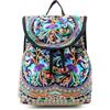 Goodhan Zaino da donna in tela, casual, borsa a tracolla, vintage, resistente, antifurto, da viaggio, A03: Fiori Viola, M, Zaino daypack