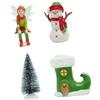 4 Pezzi di Statuette Natalizie, Elfo, Pupazzo di Neve, Albero, Stivali, Comodi