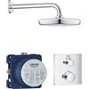 GROHE Grohtherm Set Doccia da Incasso, Miscelatore Termostatico 2 Vie, Soffione Tempesta 210, Manopola Sena, Corpo Incasso Nascosto, Finitura Squadrata, Cromo, 34728000
