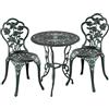 Relaxdays Set da Bistrot da 3, Tavolino da Giardino, 2 Sedie, Balcone, Stile Ferro Battuto, in Alluminio, Vari Colori