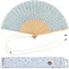 Fisura - Originale ventaglio con stampa effetto acqua. Ventilatore a mano in legno moderno e colorato. Ventaglio blu. Misure: 42,5 x 23 cm. Legno e tessuto.