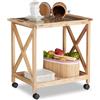 Relaxdays Carrello Portavivande Cucina, Legno di Noce Carrellino con Ruote Piano