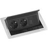 Evoline Flip Top Push S - Presa da incasso a 2 prese con USB A & USB C Charger, 230 V - 3500 W, in acciaio inox
