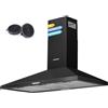 COMFEE Cappa Aspirante 90cm 400m³/h 3 Velocità Camino Cappa Cucina Nero | Doppia