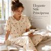 Pigiama due pezzi in cotone per donna motivo pecora, stile principessa