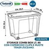 Tontarelli Combi Box Contenitore con Ruote e Coperchio 67/85 L Trasparente Oceano