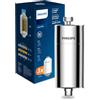 Philips Water Filtro da doccia In-Line con 3 confezioni di ricambio, riduce il cloro fino al 99%, facile da installare, compatibile con tutti i tubi e rubinetti standard, Cromo, capacità 50.000 L