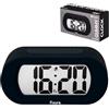 Fisura - Sveglia digitale gialla, orologio con display LED, formato 12/24 ore con retroilluminazione, sveglia da comodino a batterie, funziona con 3 AAA (Nero)