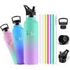 Mujigaga Borraccia Termica, Borraccia 750 ml, Boraccia Termica con 6 Cannuccia | Borraccia Termica con 6 Cannuccia- Bottiglia- Mantiene Caldo per 12 Ore/Freddo 24 Ore, Borracce per Trekking, Sport, Palestra