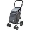 COLOMBO Troll Carrello Spesa in Alluminio Leggero e Resistente 60L con Borsa Termica 4L, 6 Ruote Push&Pull, Manubrio Regolabile Antiscivolo, Porta Monete - Carrello Spesa Pieghevole, Salvaspazio