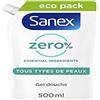 SANEX - Gel doccia idratante Zero% - Tutti i tipi di pelle - Eco-Ricarica Gel doccia - 500 ml