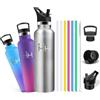 Mujigaga Borraccia Termica- Borraccia 750 ml- Boraccia Termica con 6 Cannuccia | Bottiglia senza Perdite- Mantiene Caldo per 12 Ore/Freddo 24 Ore, Borracce Termiche per Trekking, Sport, Yoga, Ciclismo