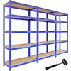 MONSTERSHOP Set 3 Scaffali Metallici 90x50x180 cm 5 Ripiani MDF Portata 200 kg