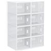 Scarpiera Modulare con 8 Cubi 25x35x19 cm Bianco e Trasparente Contenitori Porta