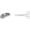 Gima 26582 Bacinella Inox, Bordo Alto, 247 x 122 x 43 mm & Forbici Spencer Levapunti, Misura 13 cm, in Acciaio Inox