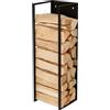 Relaxdays Scaffale per legna da ardere Relaxdays, montaggio a parete, HLP: 100x25x25 cm, legna, verniciato a polvere, ferro, nero