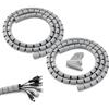 Romon Cable Management 1,5m, 2 Pezzi Grigio Nascondi Cavi con 1 Clip, Spirale Cavi Elettrici per Organizzare TV e Computer (Ø22mm)