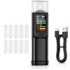 JADUFHU Etilometro digitale tester alcol respiratorio con 10 bocchette | Etilometro portatile ricaricabile, strumento preciso per misurazione BAC con schermo LED, uso domestico e personale