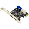 KALEA-INFORMATIQUE Scheda PCIe 2.0 x1 USB 3.0 5G con 2 porte esterne + 2 porte interne su connettore a 19 pin. Chipset NEC RENESAS uPD720201