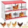 Garvee Nido per Galline Ovaiole a 6 Scomparti in Acciaio Zincato da 0,6mm, Cassetta Nido con Raccolta Esterna Uova e Coperchio Protettivo, Robusto e Antiruggine per Pollaio Esterno, 96x48x71 cm