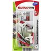Fischer EasyHook Angle 8, set da 4 Ganci ad Angolo e 4 Tasselli DuoPower 8 x 40 mm, Montaggio Facile e Veloce Senza uso di Pinze su Muro, Cartongesso, Mattoni Forati, Cemento, Legno, 557917