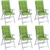 vidaXL Cuscini Sedia Schiena Alta 6 VerdeMélange 120x50x4 Tessuto