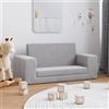 vidaXL Divano Letto Bambini a 2 Posti Grigio Chiaro in Morbido Peluche