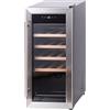 GALILEO Cantinetta Refrigerante per Vino Kooper, 18 Bottiglie, 5 Ripiani in Legno di Faggio, Acciaio Inox, Display Touch, 34,5x45x77 cm, Silver