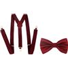 Set bretelle con fiocco cravatta poliestere unisex regolabili lunghezza 60 100 c