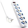 EWENT EW3932-3m Multipresa 6 prese / 6 interruttori 3m