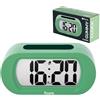 Fisura - Sveglia digitale gialla, orologio con display LED, formato 12/24 ore con retroilluminazione, sveglia da comodino a batterie, funziona con 3 AAA (Verde)