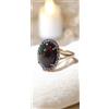 Sterlina Anello nero etiope opale cabochon argento 925 placcato oro per lei