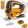 Ingco Seghetto alternativo a batteria 20V 4 AH Brushless 90° 45° 5 lame Completo Ingco