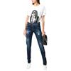 Frankie Morello Loredana Jeans Donna 38 W34 Conici, Strappati Blu