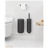 Brabantia, Mindset Toilet Butler, Mensola per il Bagno, Porta Rotolo di Carta Igienica e Scopino Igienico per WC, Acciaio Resistente alla Corrosione, Base Stabile e Antiscivolo, Grigio Infinito
