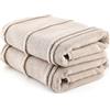 Foutastic Set di asciugamani premium (2 pezzi), marrone chiaro, 50 x 90 cm, 100% microfibra, 450 g/m², lavabile in lavatrice a 40 °C, morbidi e assorbenti