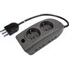 Poly Pool PP0541.2S Presa Multipla Compact con 6 Prese, 4 Prese Bivalenti + 2 Prese P30, 1.5 m Cavo Antracite