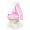 My Sweet Baby Culla in vimini Bellamy con baldacchino - Biancheria da letto bianca e rosa