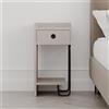 EffeZeta Comodino Sirius con cassetto colore tortora e gamba in metallo nero sin