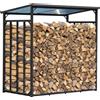 QUICK STAR Scaffale per legna da ardere in metallo per esterni 185 x 100 x 185