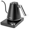 huslog Bollitore elettrico 1L con regolazione della temperatura 40-100°C, collo di cigno, display LED, funzione di mantenimento al caldo, 1100 W, acciaio inossidabile 304, nero argento, base con