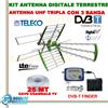 TELECO KIT ANTENNA TV COMBO 3-4-5 BANDA+ PUNTATORE SEGNALE + 25 METRI DI CAVO TV TELECO