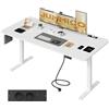 JUMMICO Scrivania Regolabile in Altezza con Presa 180x80 cm Bianca | 4